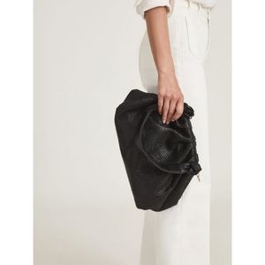 Reiss Black Textured Shoulder Bag